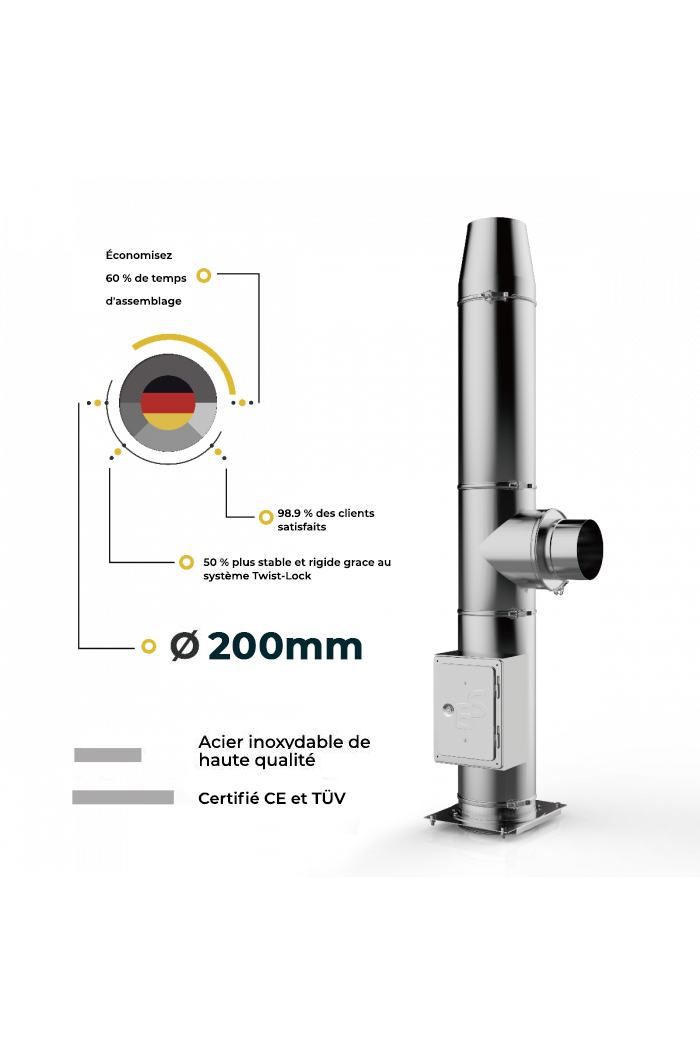 Conduit de cheminée en diametre 200