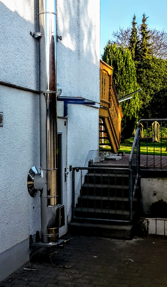 Afstanden tussen de roestvrijstalen kachelpijp en bouwdelen