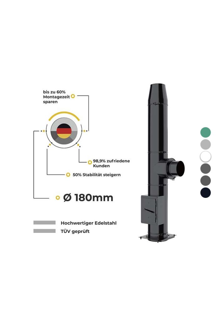 Ø 180mm Farbig Doppelwandige Bausatz mit Twist-Lock System Edelstahlkamin/Edelstahlschornstein 2,2m bis 12,2m
