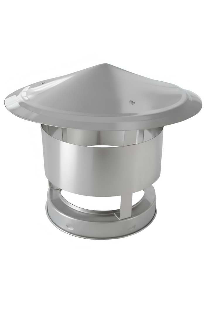 EDELSTAHLSCHORNSTEIN REGENHAUBE MIT WINDSCHUTZ