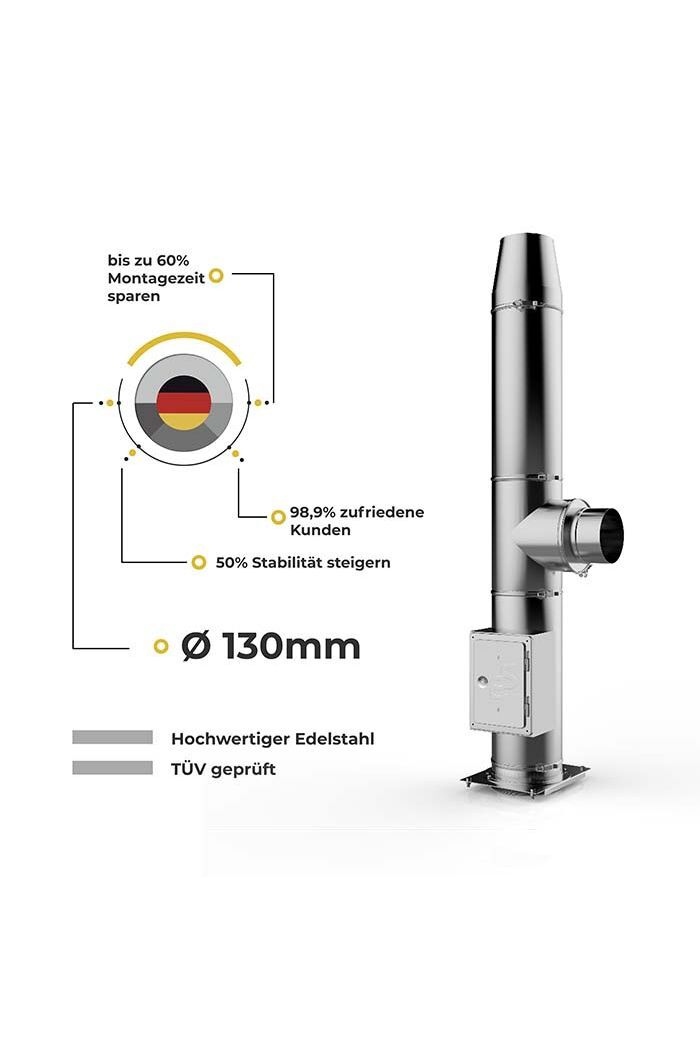 Ø 130mm Doppelwandige Bausatz mit Twist-Lock System 2,2m bis 12,2m Edelstahlkamin/Edelstahlschornstein